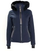 Veste de ski Geod fausse fourrure bleu foncé
