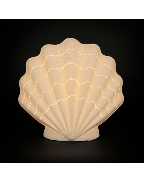 Weiße Muschelporzellanlampe - 22x12xH.21,5 cm
