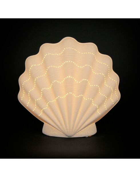 Lampe en Porcelaine Coquillage blanche - 22x12xH.21.5cm