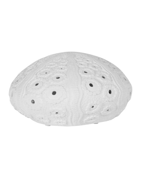 Lampe en Porcelaine Galet blanche  - D.24xH.12 cm