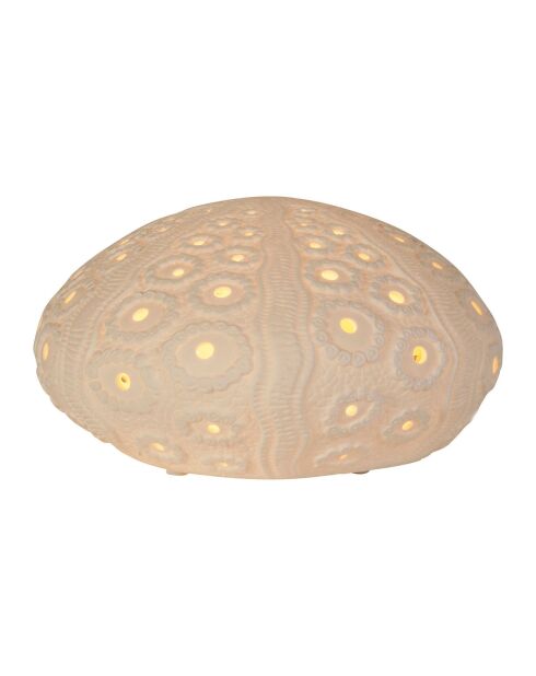 Lampe en Porcelaine Galet blanche  - D.24xH.12 cm