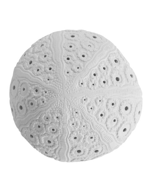 Lampe en Porcelaine Galet blanche  - D.24xH.12 cm