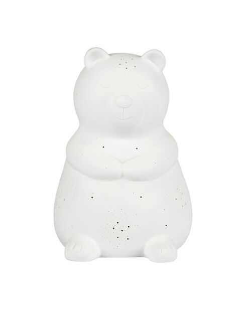 Ledlamp van porselein met witte beer - 14x15xH.20CM