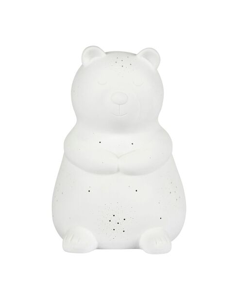 Lampe Led en Porcelaine Ours blanche - 14x15xH.20cm