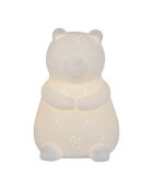 Lampe Led en Porcelaine Ours blanche - 14x15xH.20cm