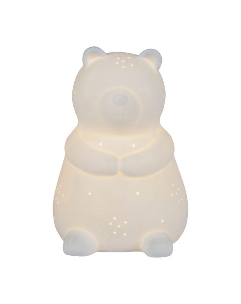 Lampe Led en Porcelaine Ours blanche - 14x15xH.20cm