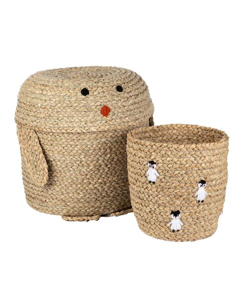 Cestino in alghe marine naturali a forma di pinguino