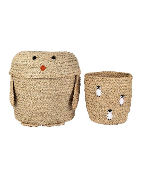 Cestino in alghe marine naturali a forma di pinguino