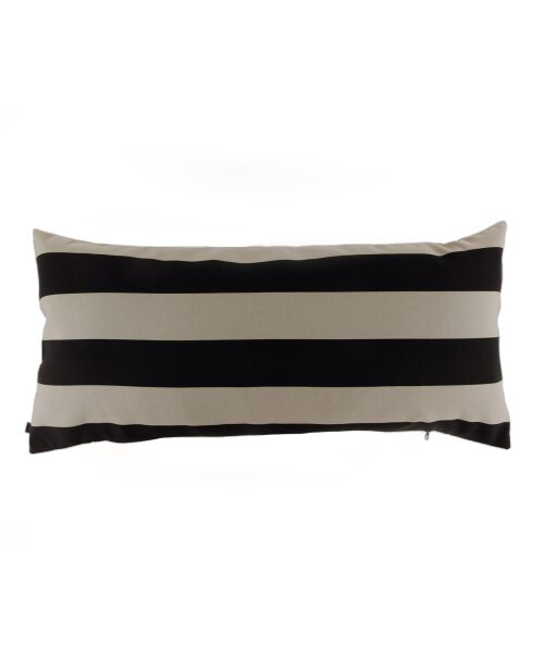 Housse de coussin Outdoor Biarritz lin/noir - 45x100 cm