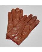 Gants en Cuir d'Agneau doublure Cachemire Gt Paris brun selle/vin profond