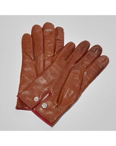 Gants en Cuir d'Agneau doublure Cachemire Gt Paris brun selle/vin profond