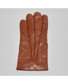 Gants en Cuir d'Agneau doublure Cachemire Gt Paris brun selle/vin profond