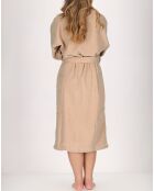 Taupe badjas van katoen en fluweel