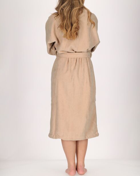 Taupe badjas van katoen en fluweel