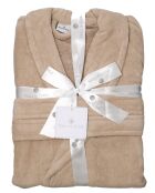 Taupe badjas van katoen en fluweel