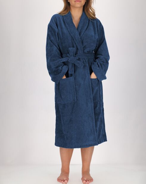 Peignoir en Coton & Velours bleu jean