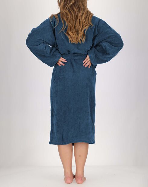 Peignoir en Coton & Velours bleu jean