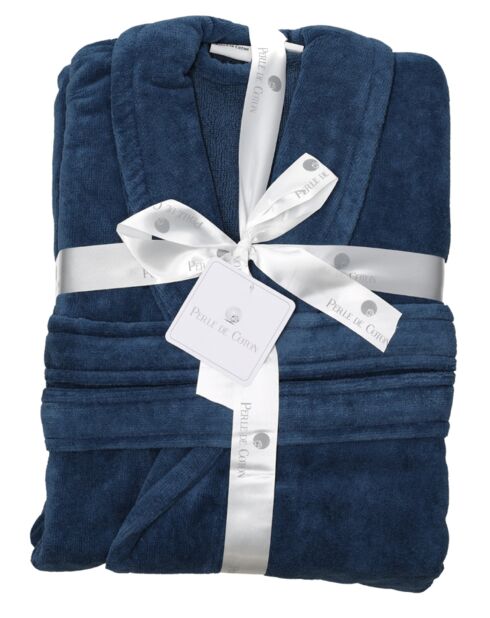 Peignoir en Coton & Velours bleu jean