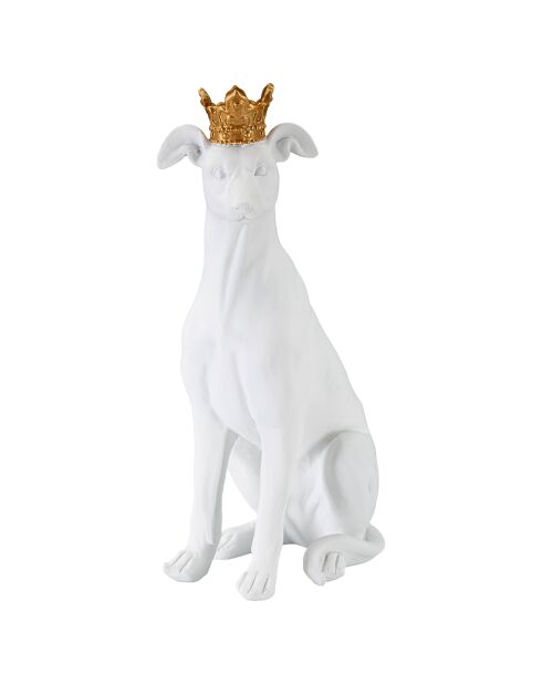 Sculpture chien blanc/doré - 20x12.5x33 cm