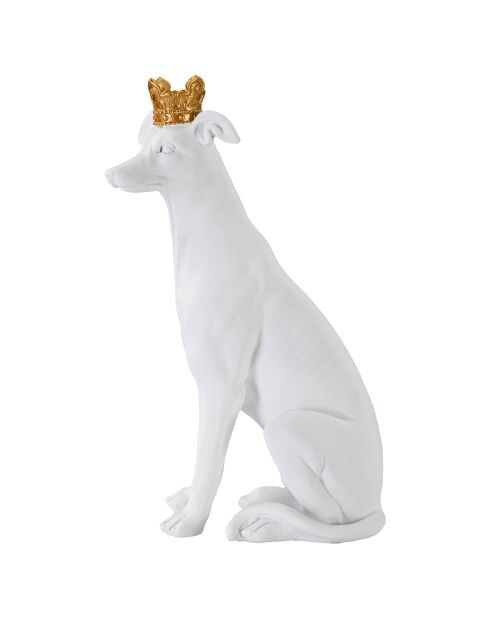 Sculpture chien blanc/doré - 20x12.5x33 cm