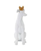 Sculpture chien blanc/doré - 20x12.5x33 cm