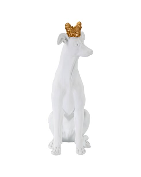Sculpture chien blanc/doré - 20x12.5x33 cm