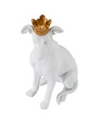 Sculpture chien blanc/doré - 20x12.5x33 cm