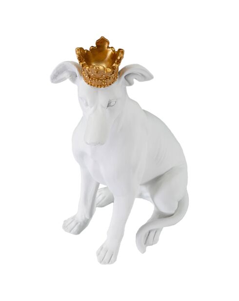 Sculpture chien blanc/doré - 20x12.5x33 cm