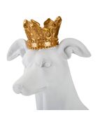 Sculpture chien blanc/doré - 20x12.5x33 cm