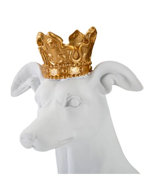 Sculpture chien blanc/doré - 20x12.5x33 cm