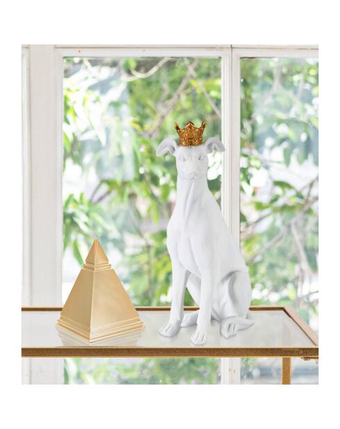 Sculpture chien blanc/doré - 20x12.5x33 cm