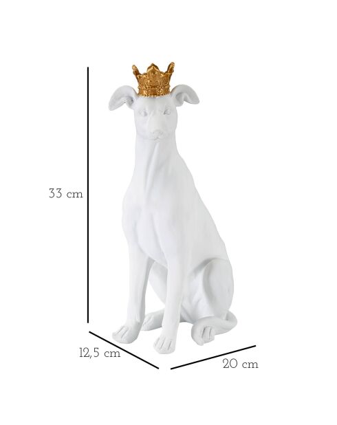 Sculpture chien blanc/doré - 20x12.5x33 cm