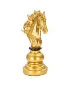Sculpture cavalier doré/noir - 14x11x27 cm