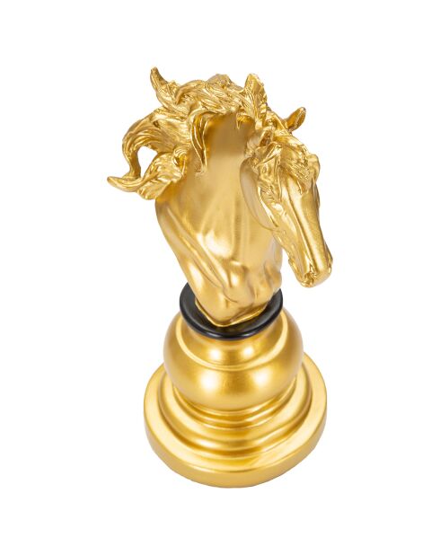 Sculpture cavalier doré/noir - 14x11x27 cm