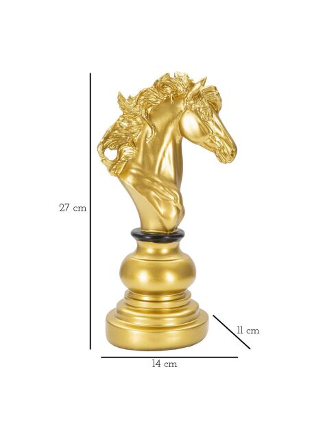Sculpture cavalier doré/noir - 14x11x27 cm