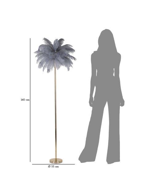 Lampadaire palm doré/gris - Ø 55x160 cm