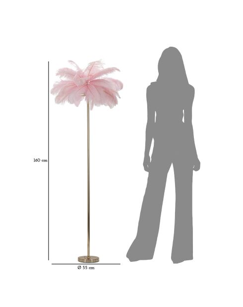 Roze/gouden palmvloerlamp - Ø 55x160 cm