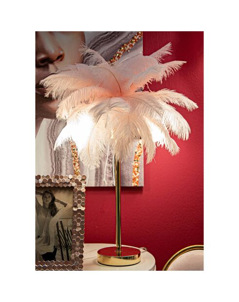 Roze/gouden tafellamp met palmbomen - Ø 40x55 cm