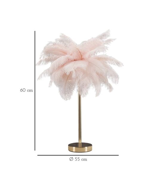 Roze/gouden tafellamp met palmbomen - Ø 40x55 cm