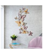 Décoration murale en fer papillons multicolore - 59.5x4x111.5  cm