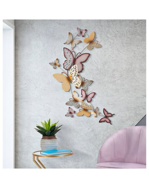 Décoration murale en fer papillons multicolore - 59.5x4x111.5  cm