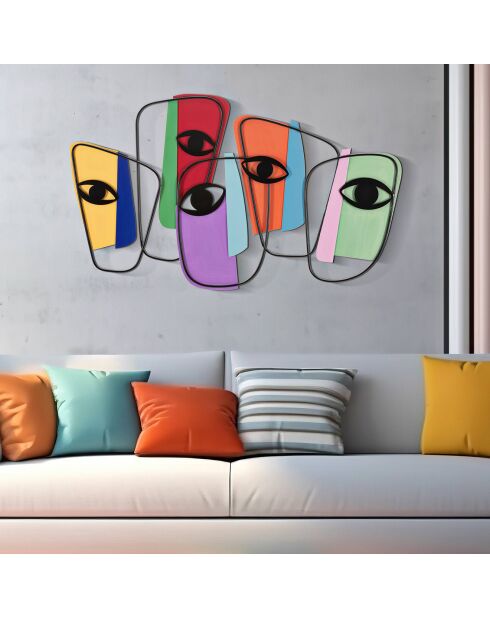 Panneau mural en fer eyes b multicolore - 120x2x72 cm