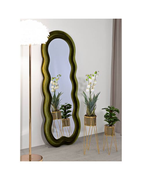Miroir mural miki velours vert - 60x4x160 cm