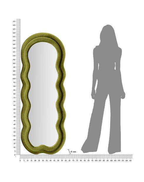 Miroir mural miki velours vert - 60x4x160 cm