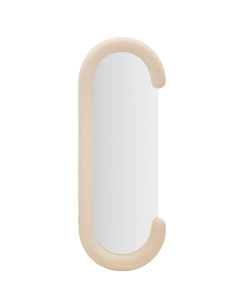 Specchio da parete Chantal in velluto color crema - 60x7x160 cm