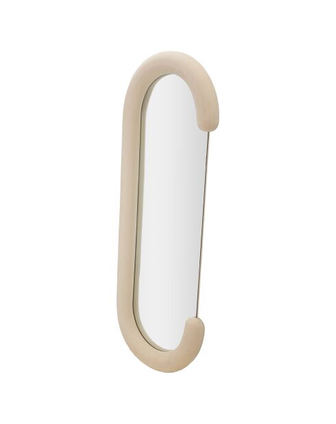 Specchio da parete Chantal in velluto color crema - 60x7x160 cm
