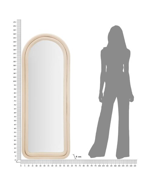 Specchio Cloe in velluto crema - 60x4x160 cm
