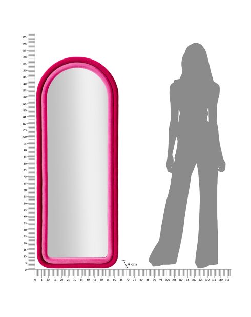 Specchio Cloe in velluto fucsia - 60x4x160 cm