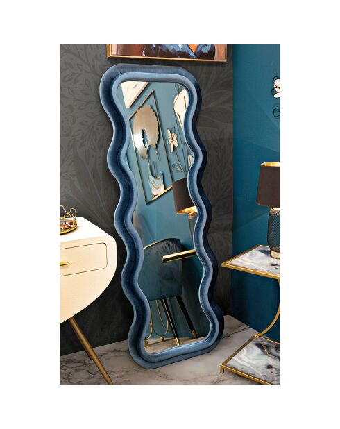 Miroir mural emily velours bleu - 60x6x160 cm