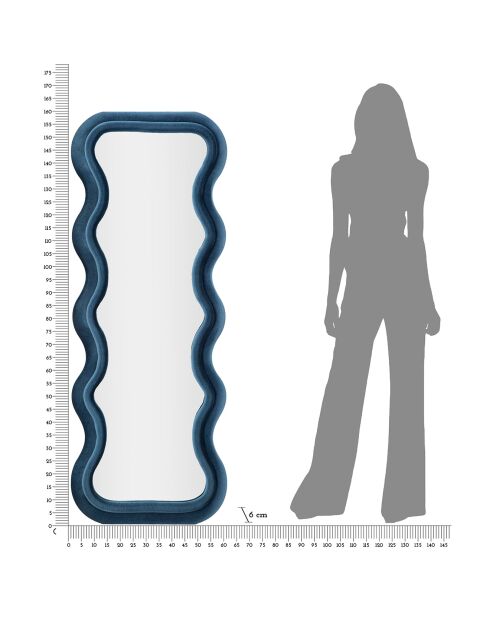 Miroir mural emily velours bleu - 60x6x160 cm